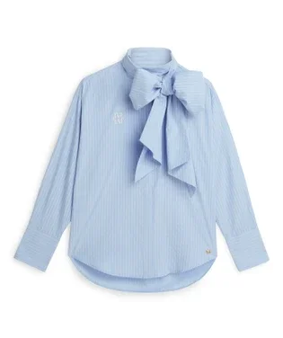 HEDY oversized blouse with bow Licht Blauw