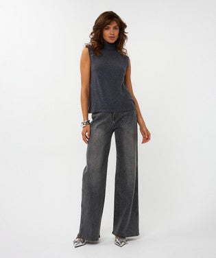 Trousers jeans wide leg Grijs