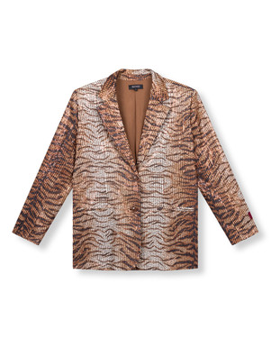 ladies knitted oversized blazer tiger print BODI Bruin 1