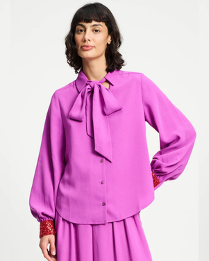 BLOUSE - Bow Frosting Pink Roze