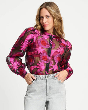 BLOUSE - Splashing Fireworks Organza Roze
