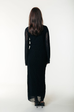 Maude Hearts Mesh Maxi Dress Zwart 1