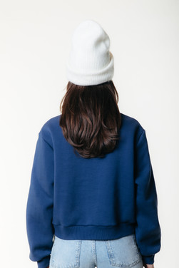 Uni Logo Relaxed Zip Sweat Blauw