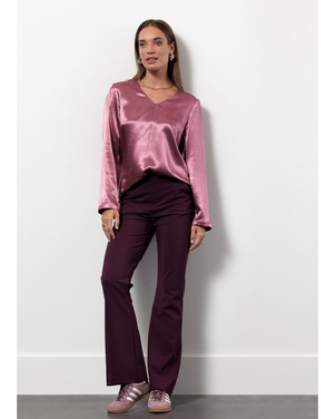 Madison satin top Roze