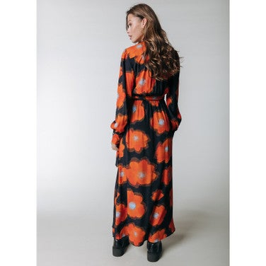 Lola Painted Flower Longsleeve Maxi Wrap Dress Multi KL