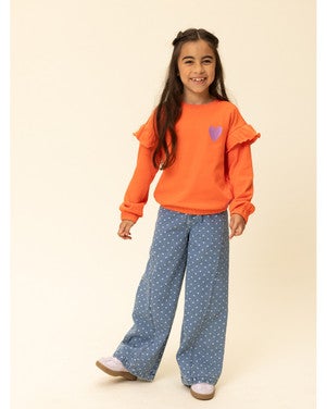 Little heart denim wideleg allover Blauw