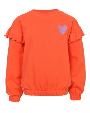Little printed ruffle sweater amor Oranje