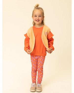 Little printed ruffle sweater amor Oranje