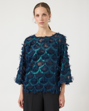 YASPAZILLA 3/4 TOP - SHOW FEATHER Blauw