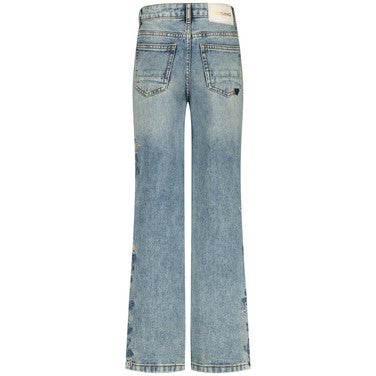 Cato Special Flower Embro Wide Leg Licht Blauw