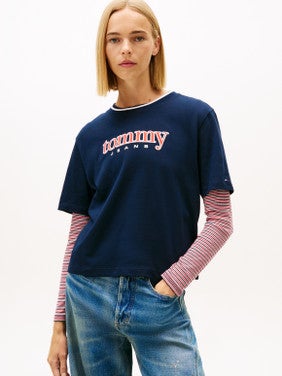 TJW BXY Tommy Applique SS Tee Donker Blauw