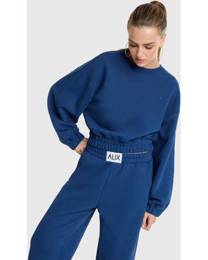 ladies knitted cropped A sweater Donker Blauw