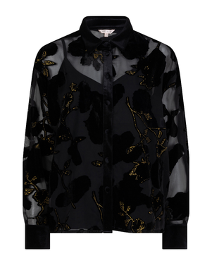 Blouse burnout flower Zwart 1