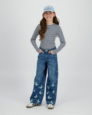 Basic Stripe Top Longsleeve Donker Blauw