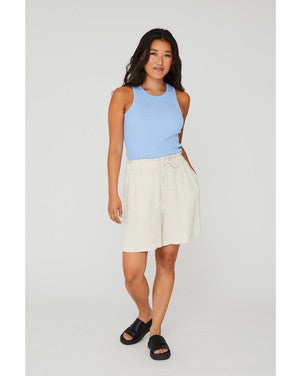 Rib knit tank top Licht Blauw