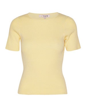 Rib knit short sleeve top Geel