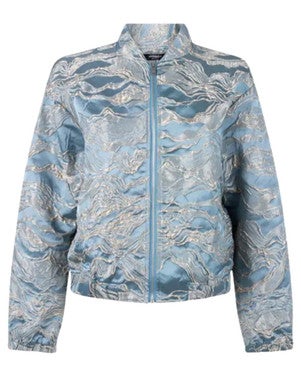 QWEN JASJE 219 GJ bomber long sleeve gold jacquard Blauw