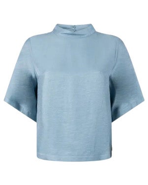 ODILE TOP WS 116 short sleeve high neck Blauw