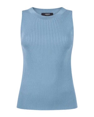 MOISE TOP K 305 sleeveless scallop edge Blauw