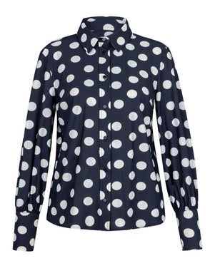 Rensje polkadot blouse Donker Blauw