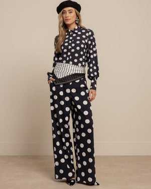 Rensje polkadot blouse Donker Blauw