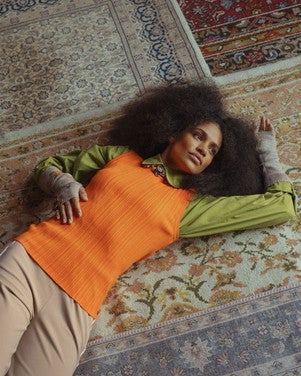 Jenae rib top Oranje