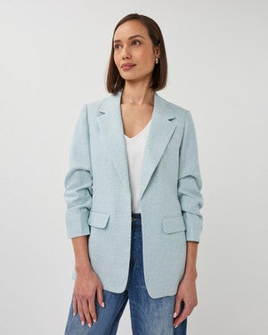 Blazer linen look Blauw
