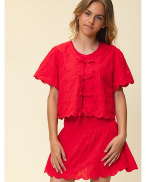 10sixteen Top SS Strikjes Rood