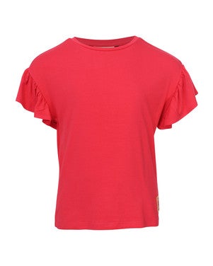 Little T-shirt SS ruffles cherry Rood