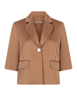 Blazer cropped crêpe Camel