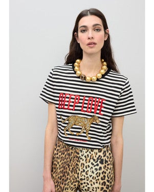 Striped Deep Love T-shirt Zwart 1