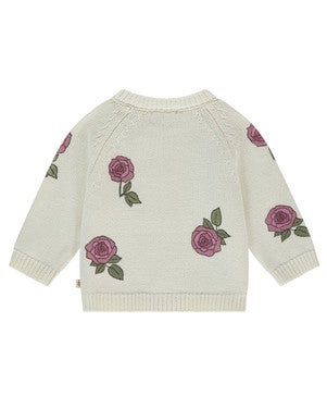 baby cardigan spring roses Ecru