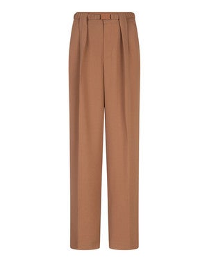 Trousers pleated waistband crêpe Camel