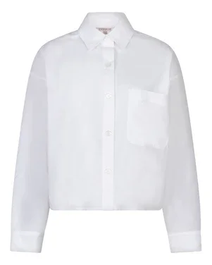 Blouse cropped folded cuff Off White