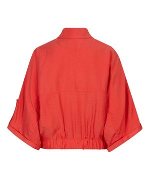 Jacket s/slve slub Rood