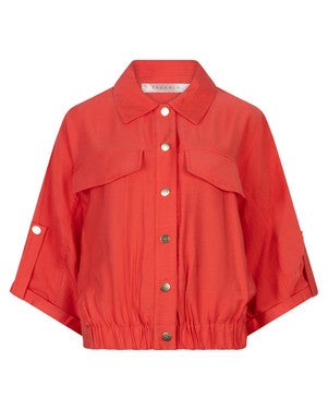 Jacket s/slve slub Rood