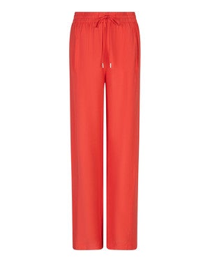 Trousers wide elastic waist slub Rood