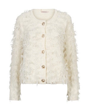 Cardigan fringes Ecru