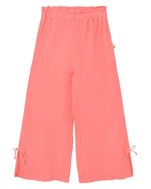 Violet soft gauze cotton wide pants Roze