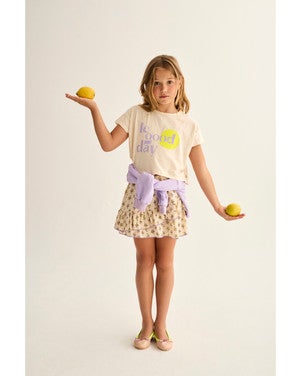 Aura soft slub cotton print T-shirt le good day Off White