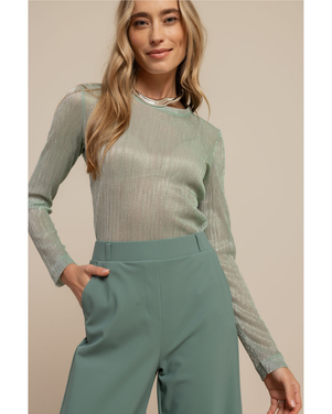 Roxy lurex plisse top Groen