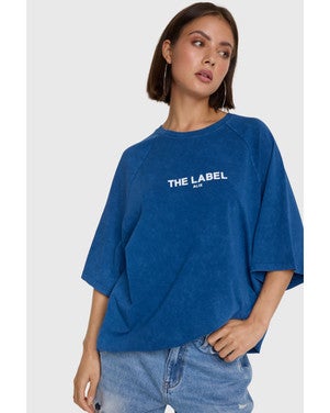 ladies knitted raglan t-shirt Donker Blauw