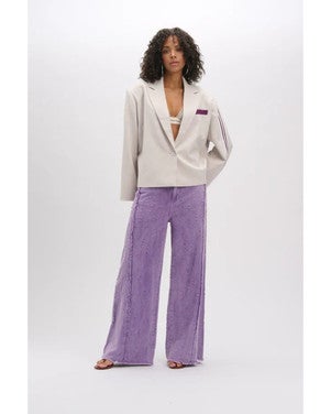 ladies woven high waist damaged denim pants DAIN Paars