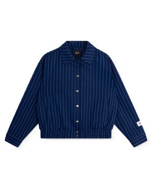 ladies woven clean striped bomber Donker Blauw