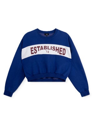 ladies knitted logo tape sweater Blauw
