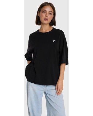 ladies knitted faded LX t-shirt Zwart 1