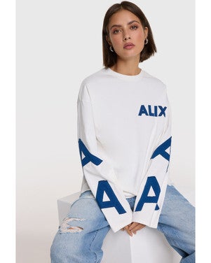 ladies knitted patch longsleeve t-shirt Off White