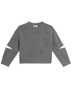 Sweatshirt Logo Cutout Sleeve Grijs