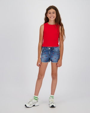 Icon-crop rib top Rood