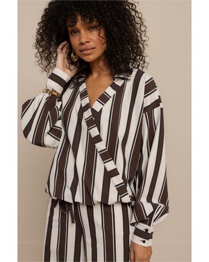 Elvie stripe blouse Bruin 1